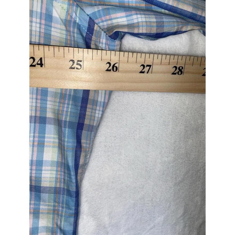 Peter Millar Dress Shirt Men XL Blue Orange Plaid Crown Soft Cotton Silk Button - Picture 6 of 11